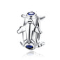 DIY Pure Silver Beaded Bracelet with Blue Travel Charm Simply good