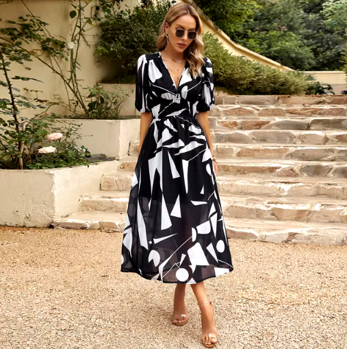 Chic V-Neck Summer Beach Dress Simply good