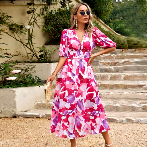 Chic V-Neck Summer Beach Dress Simply good