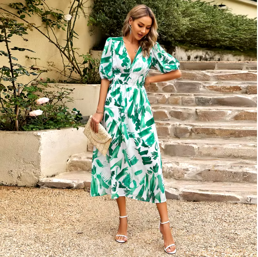 Chic V-Neck Summer Beach Dress Simply good