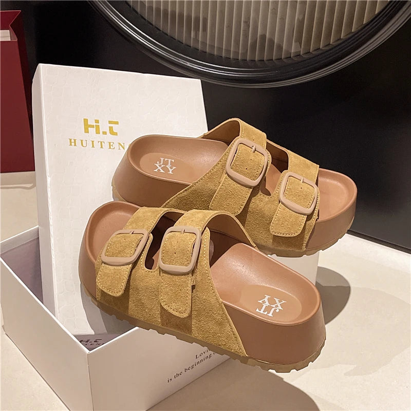 Retro Buckle Slippers Simply good