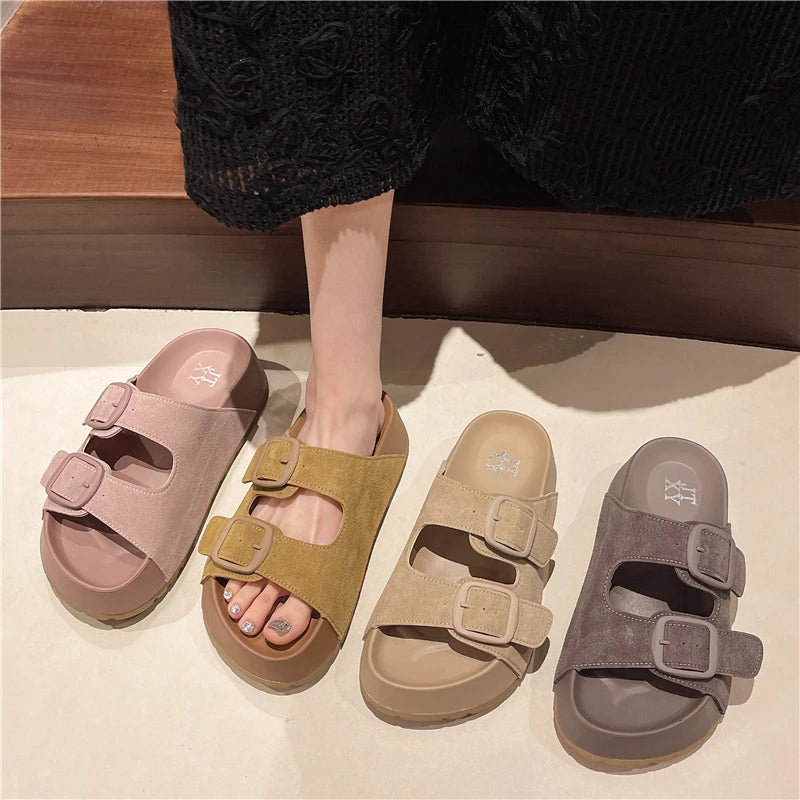 Retro Buckle Slippers Simply good