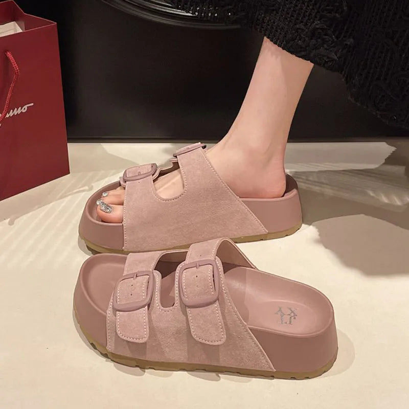 Retro Buckle Slippers Simply good