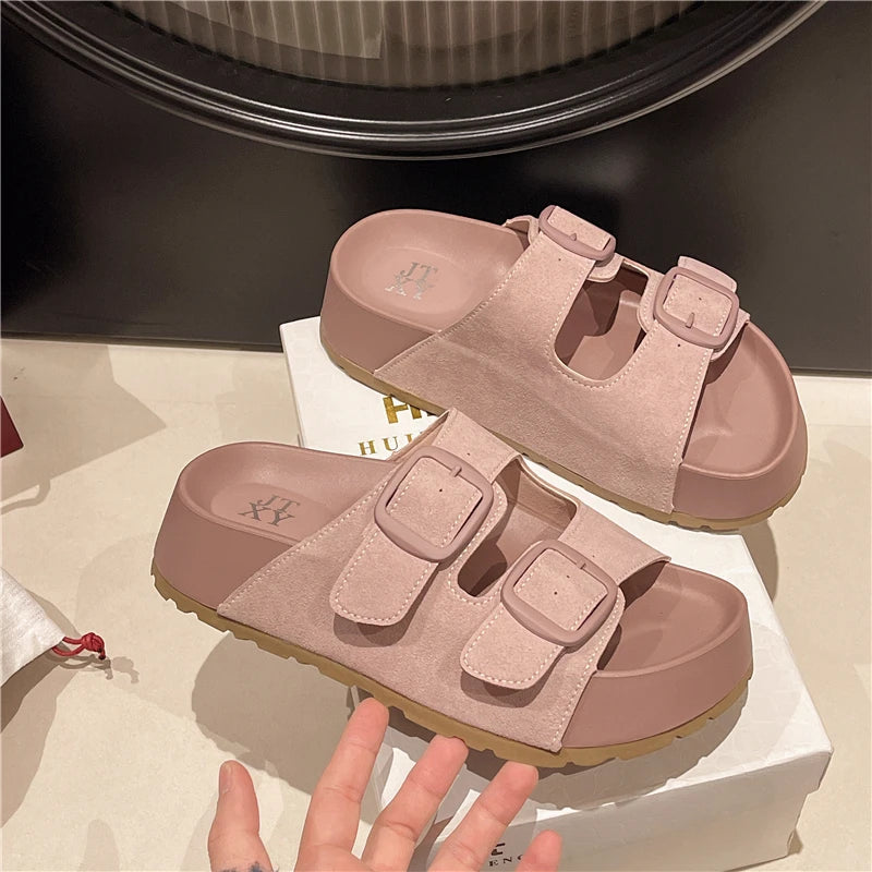 Retro Buckle Slippers Simply good