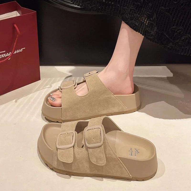 Retro Buckle Slippers Simply good