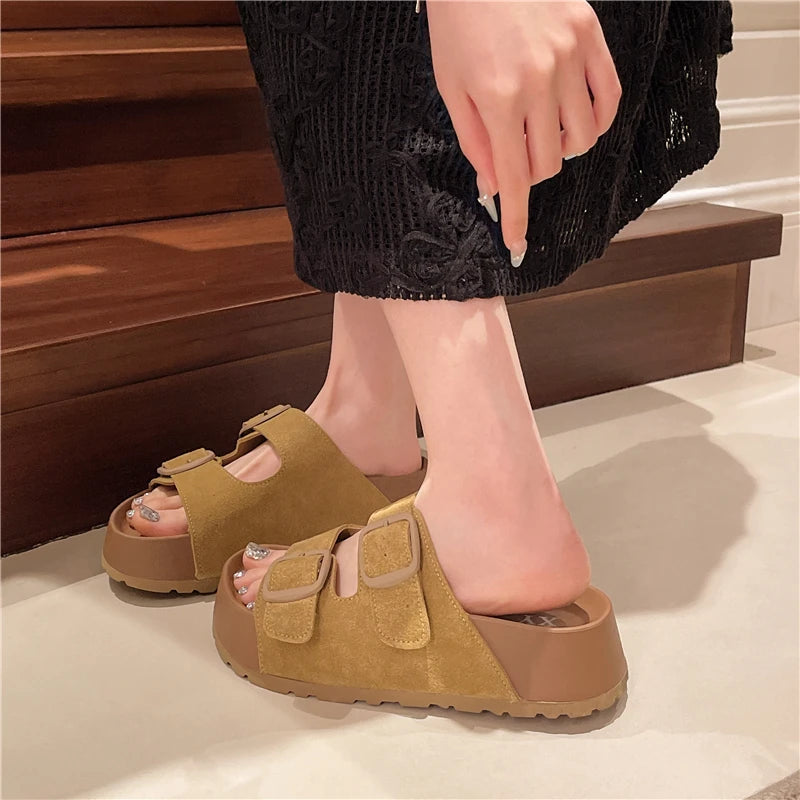Retro Buckle Slippers Simply good
