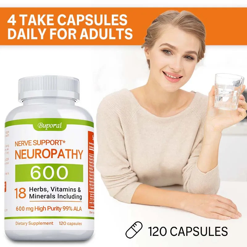 Neuropathy Support Supplement 600mg - Supports The Nervous System, Relieves Stress, Promotes Brain Function, and Boosts Energy Simply good