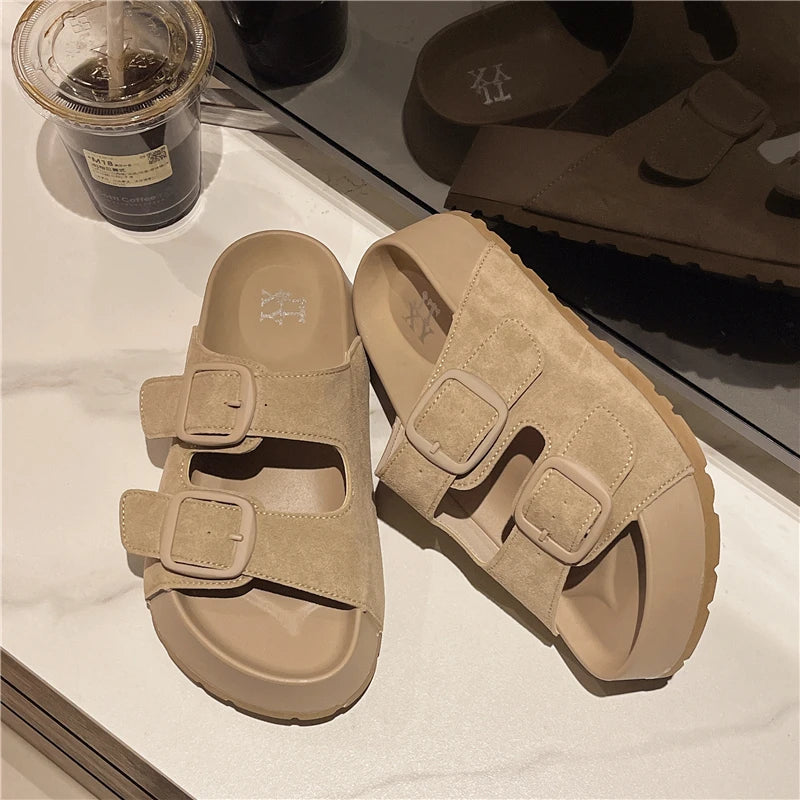 Retro Buckle Slippers Simply good