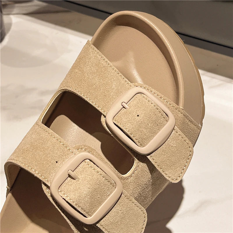 Retro Buckle Slippers Simply good