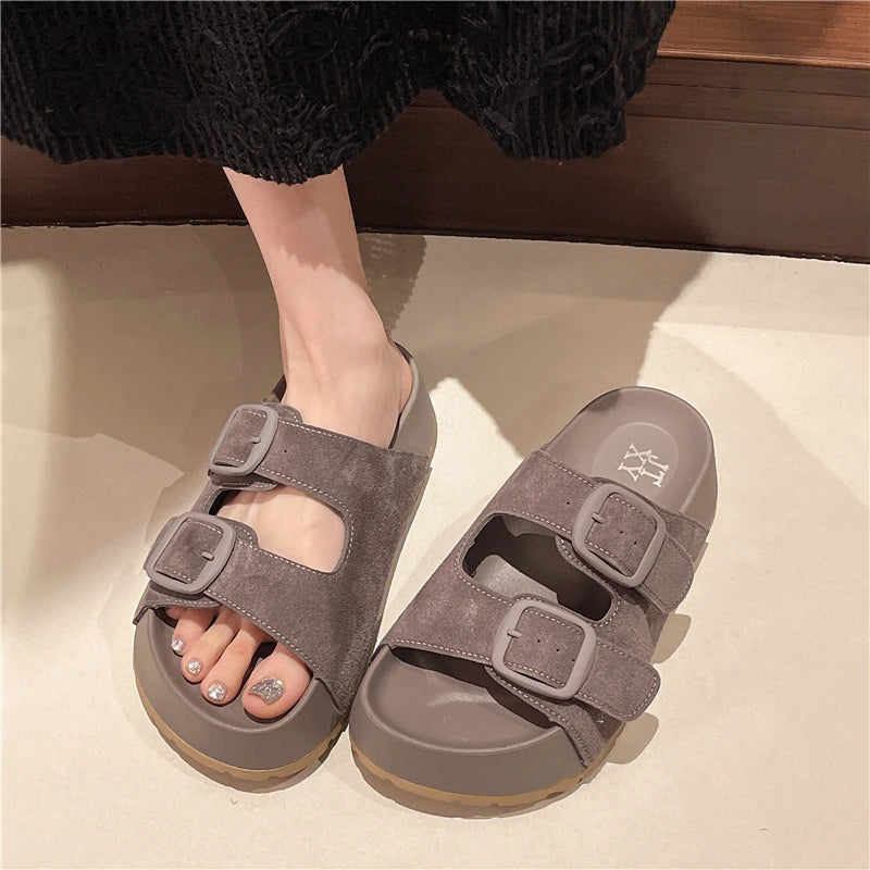 Retro Buckle Slippers Simply good
