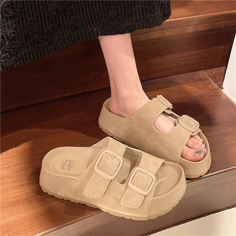 Retro Buckle Slippers Simply good