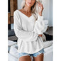 Casual V-Neck Checkered Knit Sweater