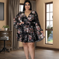 Plus Size V-Neck Floral Chiffon Dress