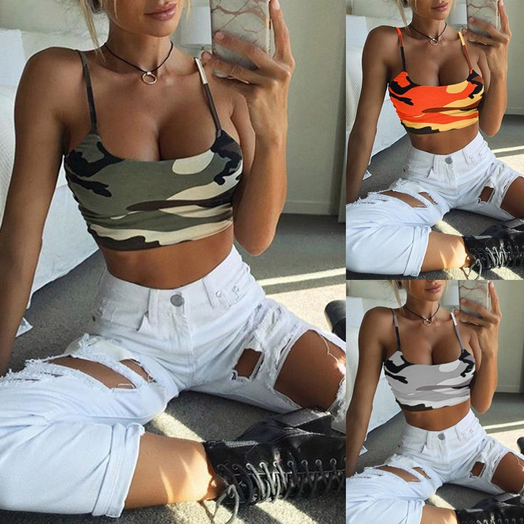 Camo Claw Crop Top With Straps